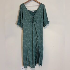 Abercrombie & Fitch Puff Sleeve Polka Dot Midi Dress